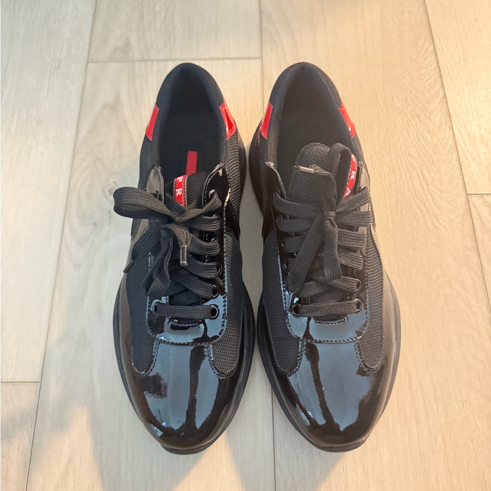 Prada Black and Red Sneakers Sleek Design